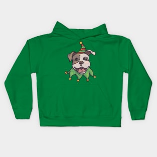 Christmas Pitbull Elf Kids Hoodie